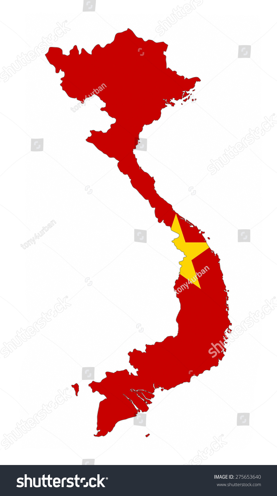 Vietnam Country Flag Map Shape National Stock Illustration 275653640 ...