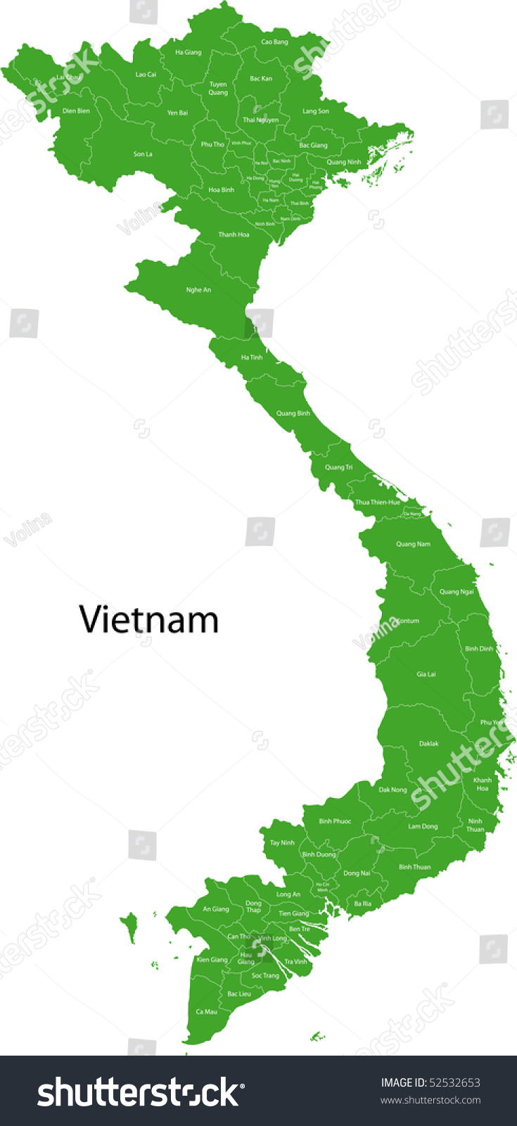 Mapa De Vietnam Con Provincias Y Ilustración De Stock 52532653 Shutterstock 3682