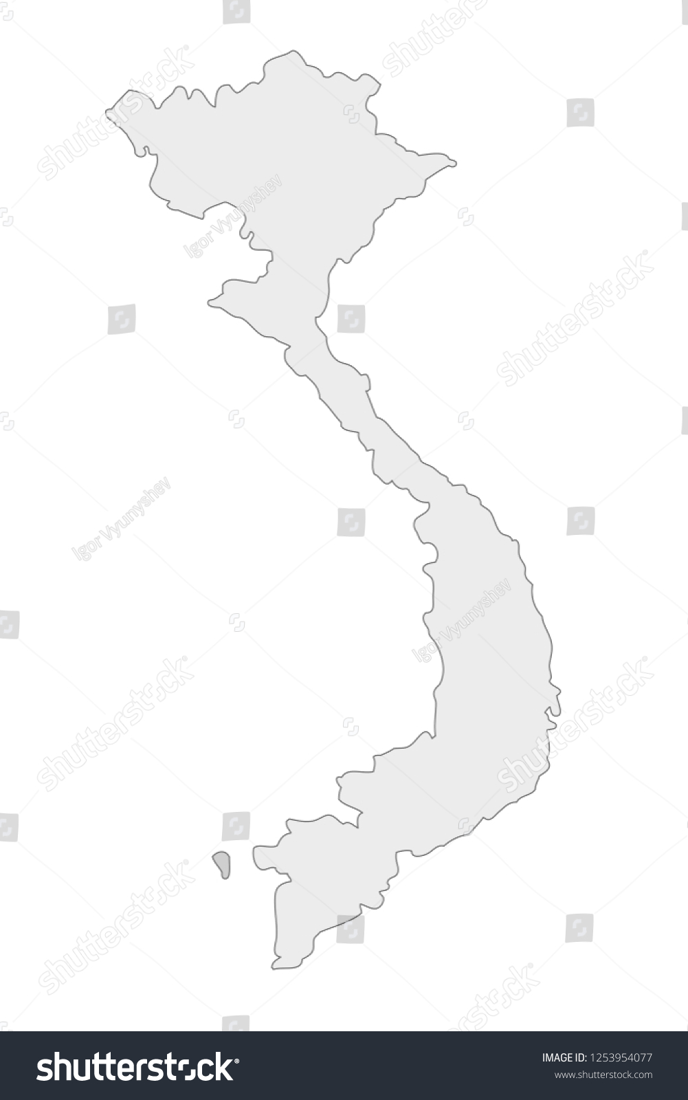 Stock Photo Vietnam Outline Map With Stroke Isolated On White Background 1253954077 