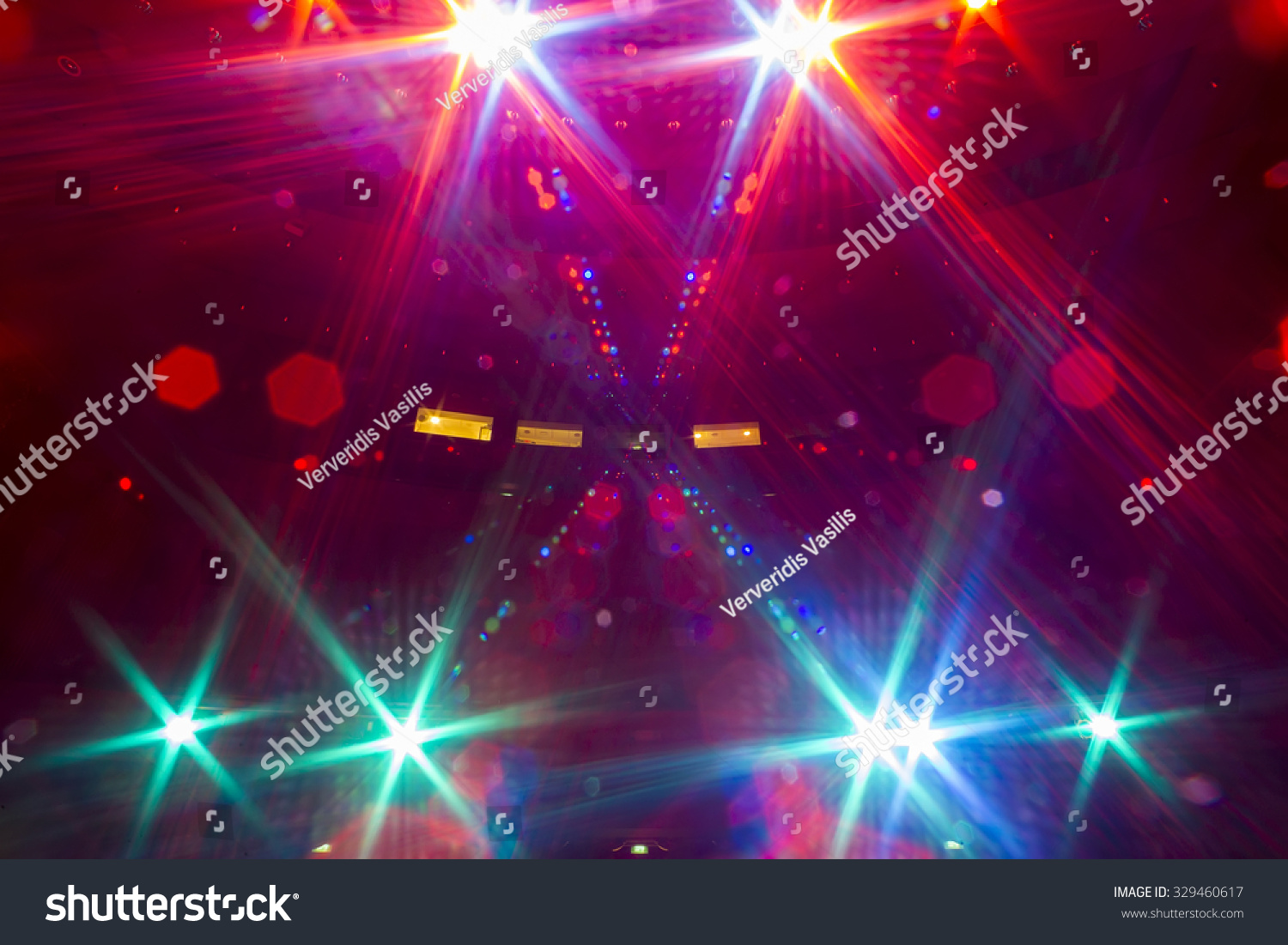 View From The Illuminated Empty Concert Stage To The Dark Auditorium ...