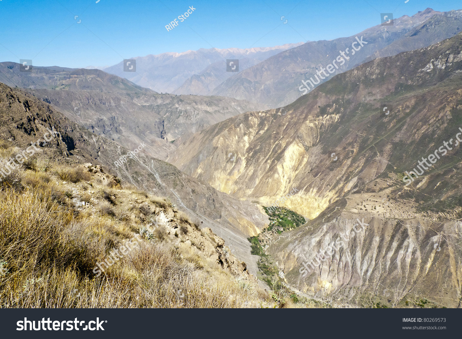 View Looking West Towards Sangalle Oasis From The Rim Of The Colca ...