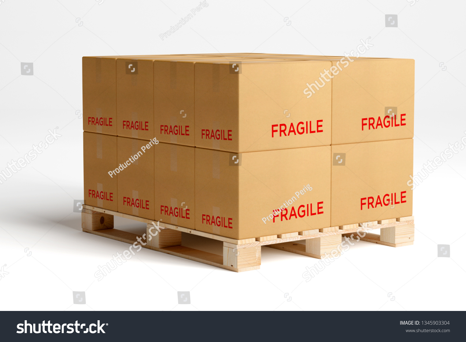 Download View Cardboard Boxes Warehouse Mockup 3d Stock Illustration 1345903304