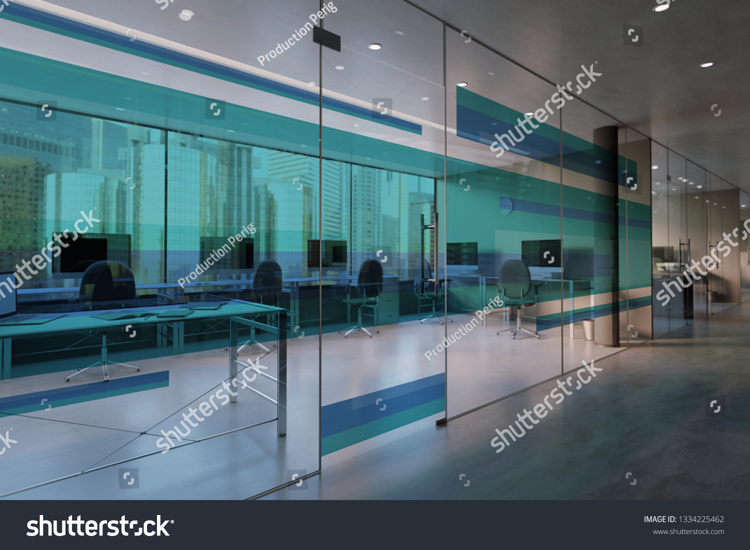 Download View Glass Office Room Wall Mockup Stock Illustration 1334225462