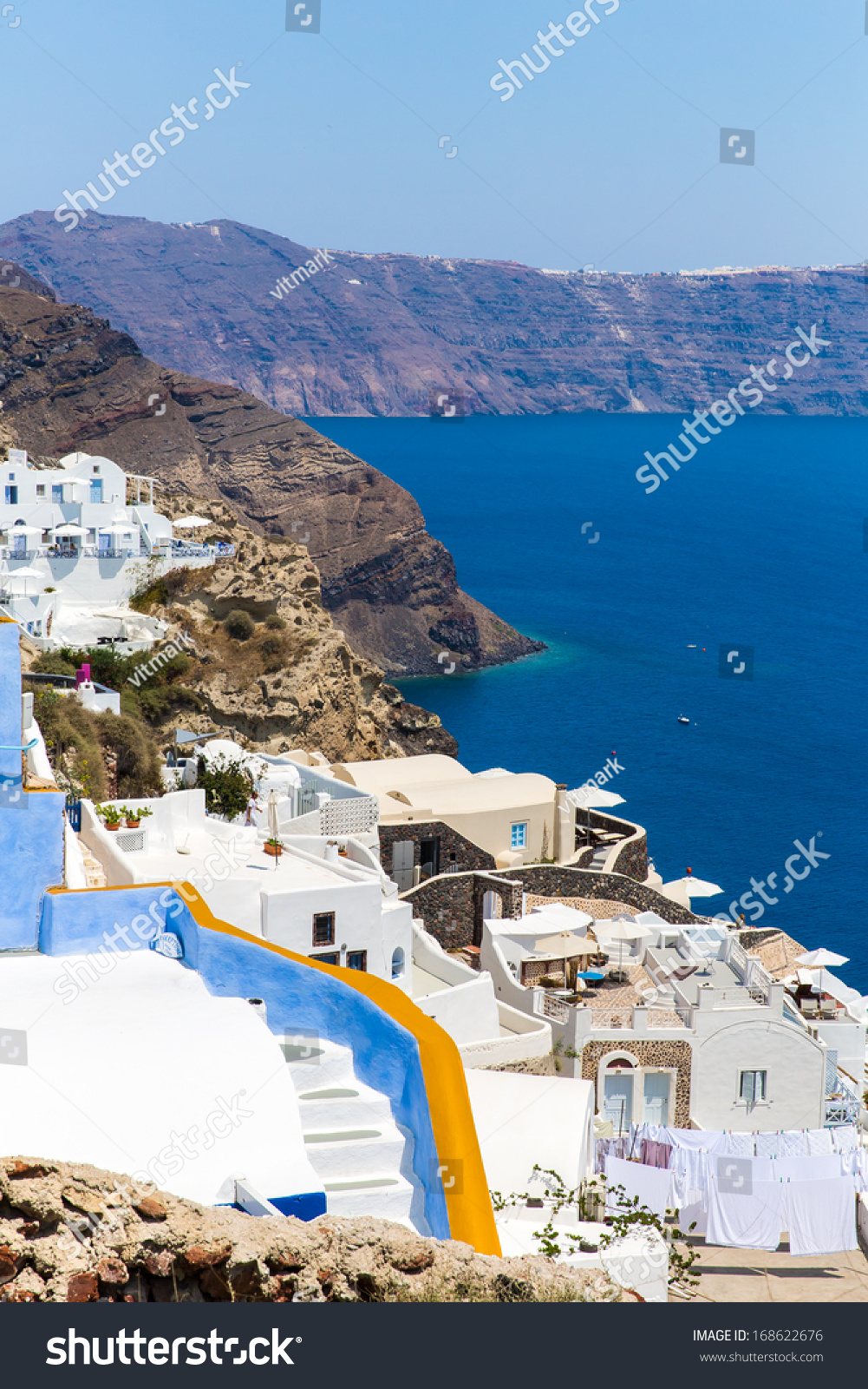 View Of Fira Town Santorini View Fira Town Santorini Islandcretegreece White Stock