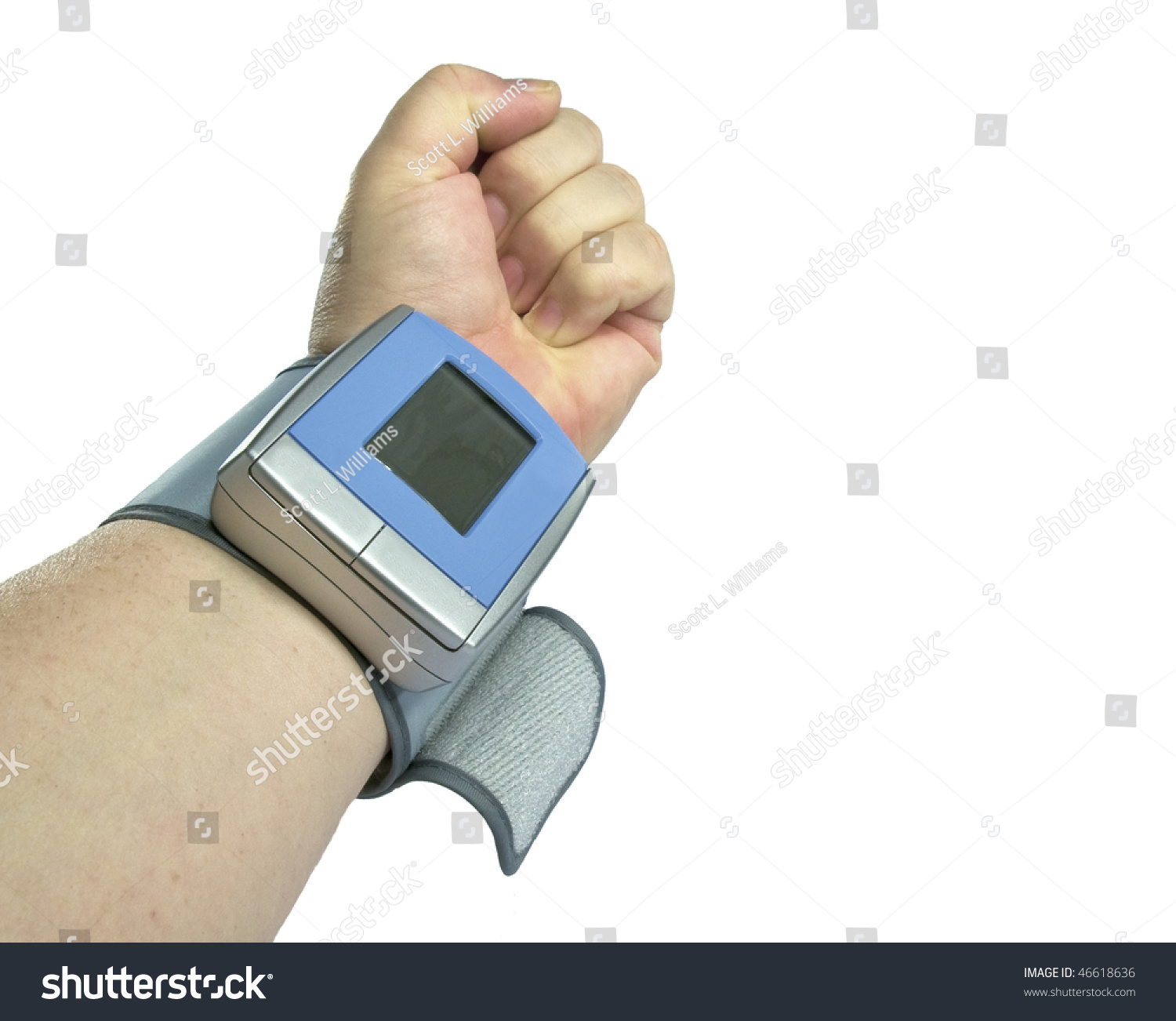 View Forearm Blood Pressure Cuff Attached Stock Photo Edit Now 46618636