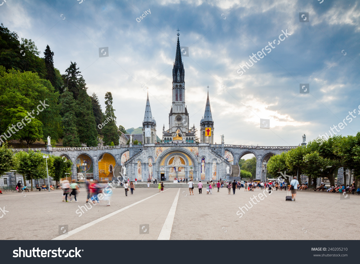 View Cathedral Lourdes France Sunset Stock Photo (Edit Now) 240205210