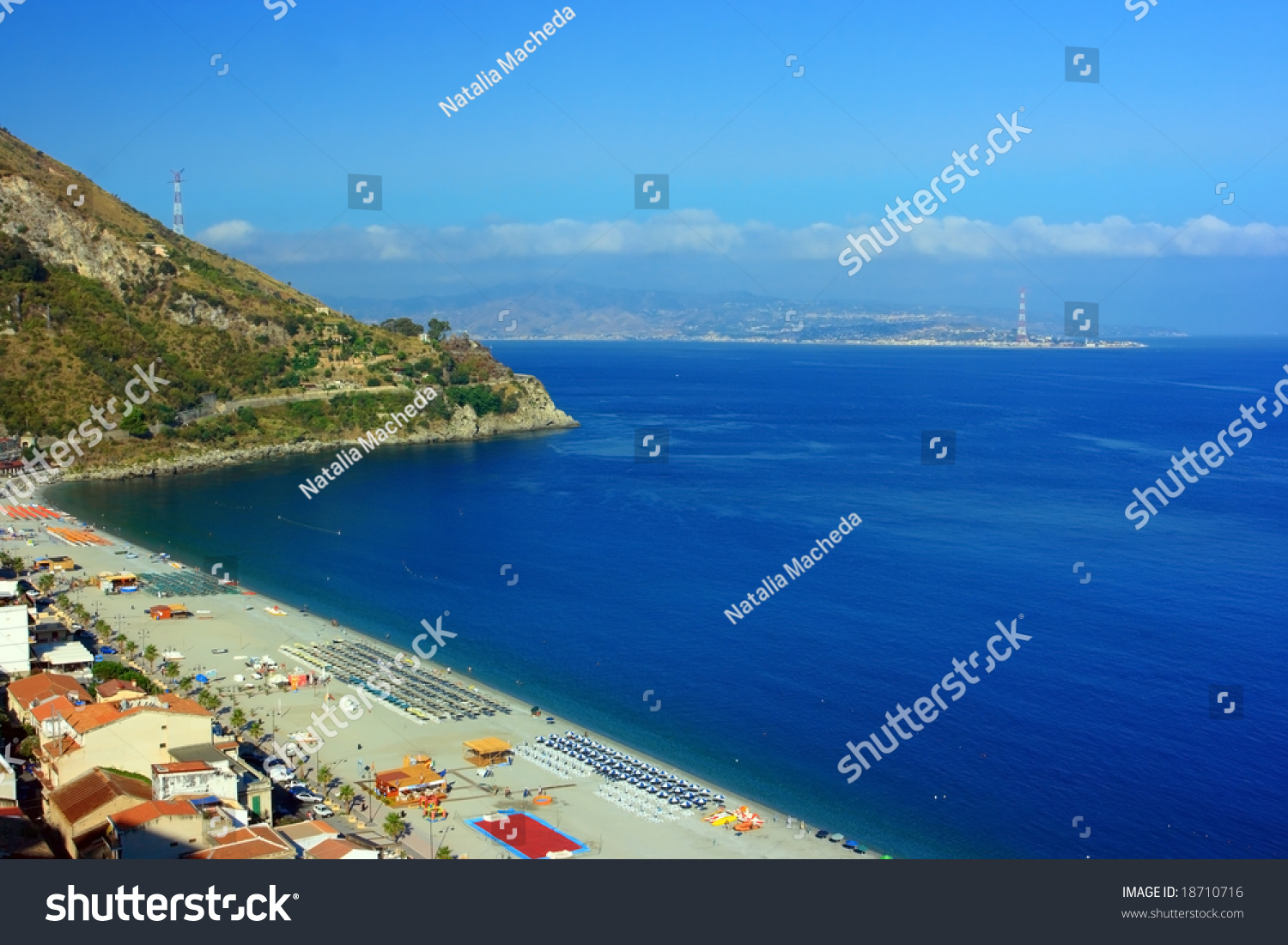 View On Charybdis Town In Sicily From Scylla Town In Calabria Through ...