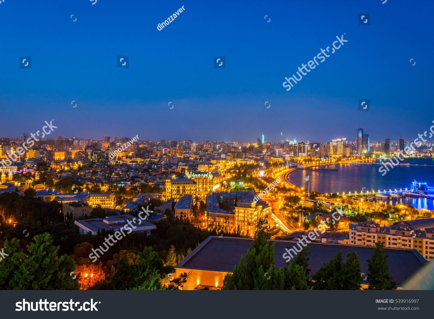 View Over Baku Skyline Night Azerbaijan Stock Photo (Edit ...