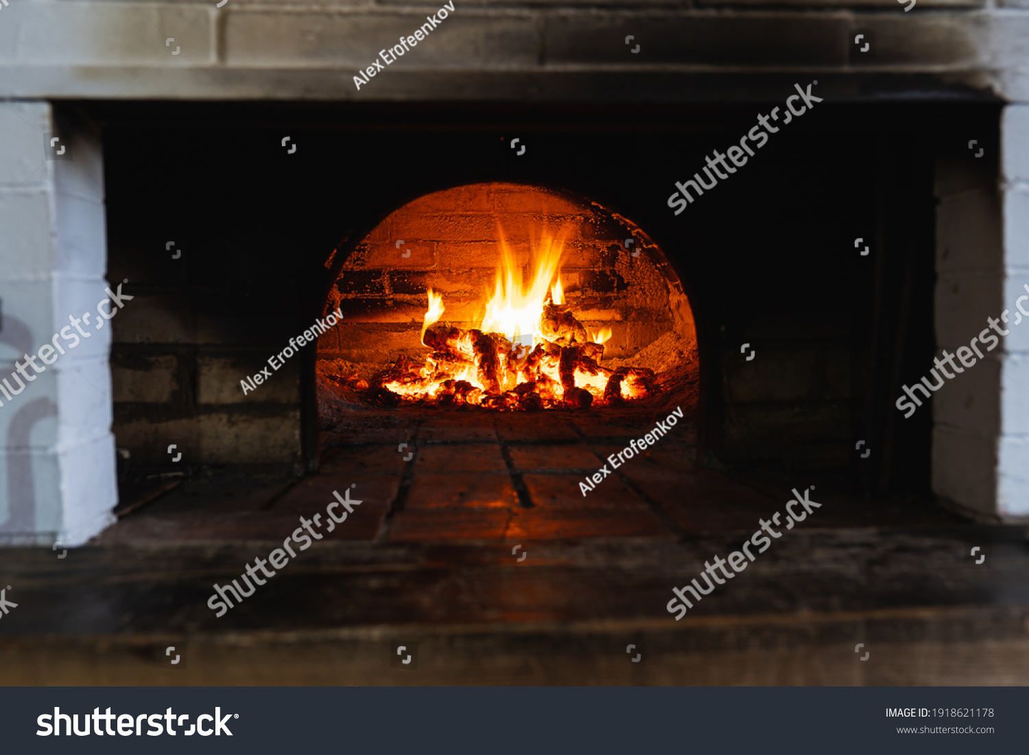 44 627 Fireplace Stove Images Stock Photos Vectors Shutterstock   Stock Photo Village Stove Firewood And Fire 1918621178 