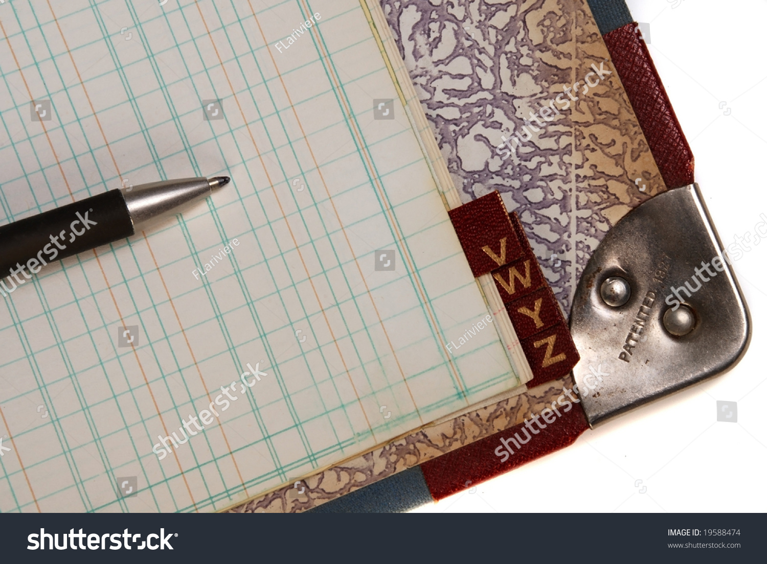 vintage accounting ledger alphabetical