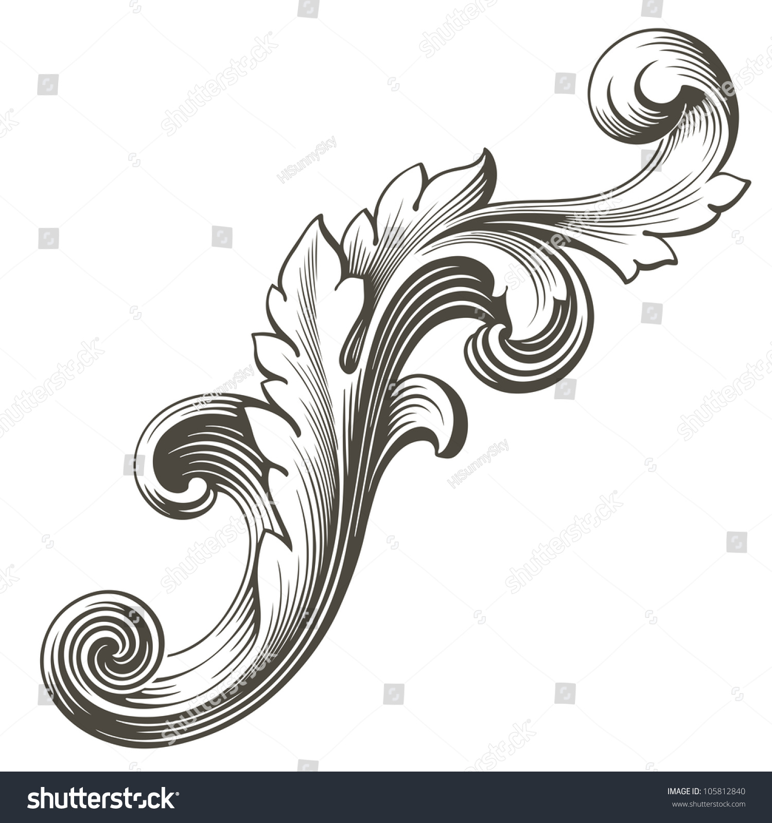 Vintage Baroque Design Frame Pattern Element Stock Illustration ...