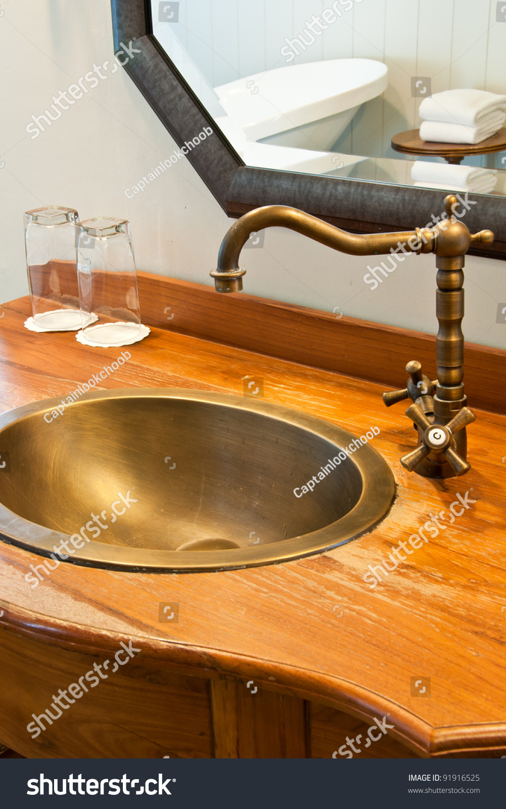 Vintage Bathroom Faucet On Brass Water Transportation Interiors