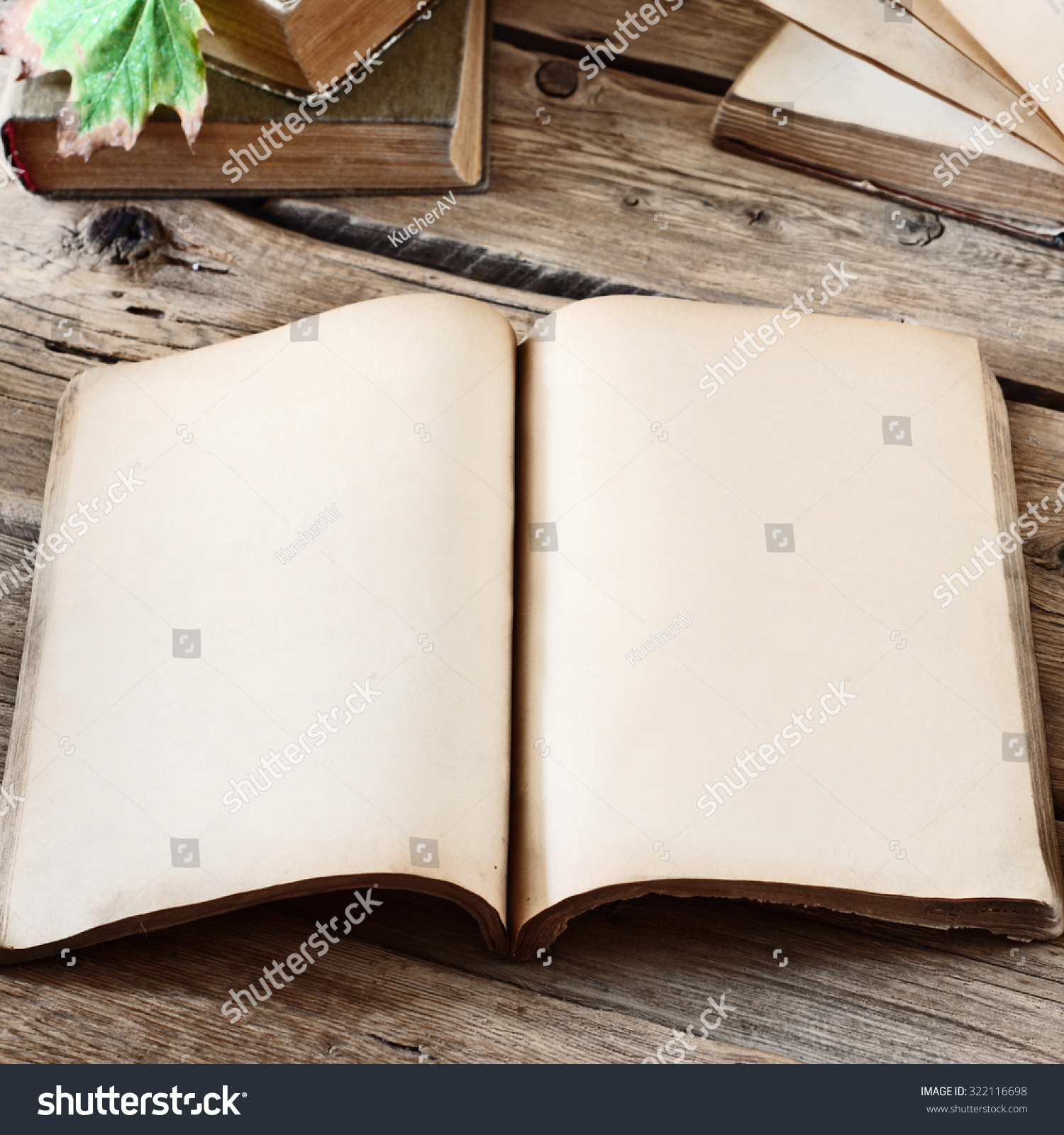 Vintage Books Open Blank Book On Stock Photo Edit Now 322116698