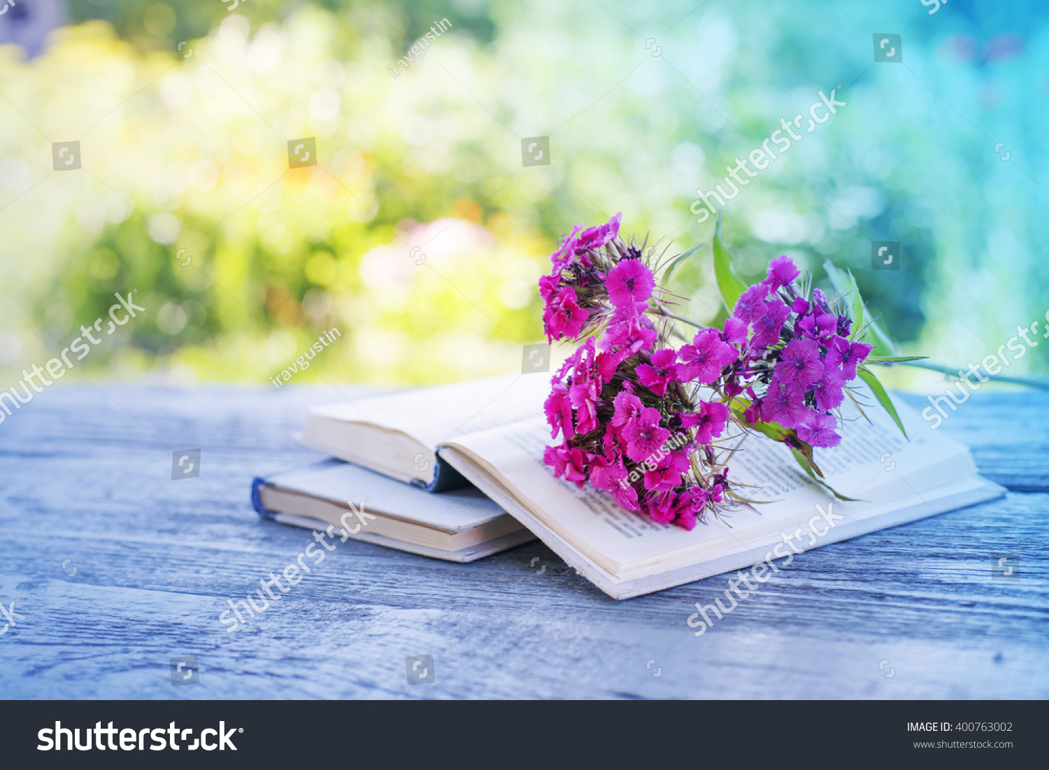 Vintage Books Bouquet Field Flowers Nostalgic Stock Photo 400763002 ...