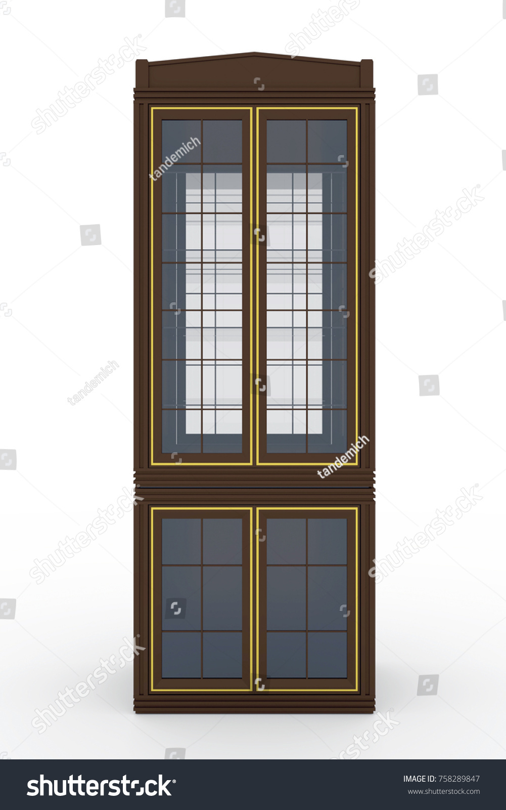 Vintage Cabinet Tableware Servant Glass Doors Stock Ilration Vintage Cabinet For Tableware Servant With Glass Doors Shelveirror 3d