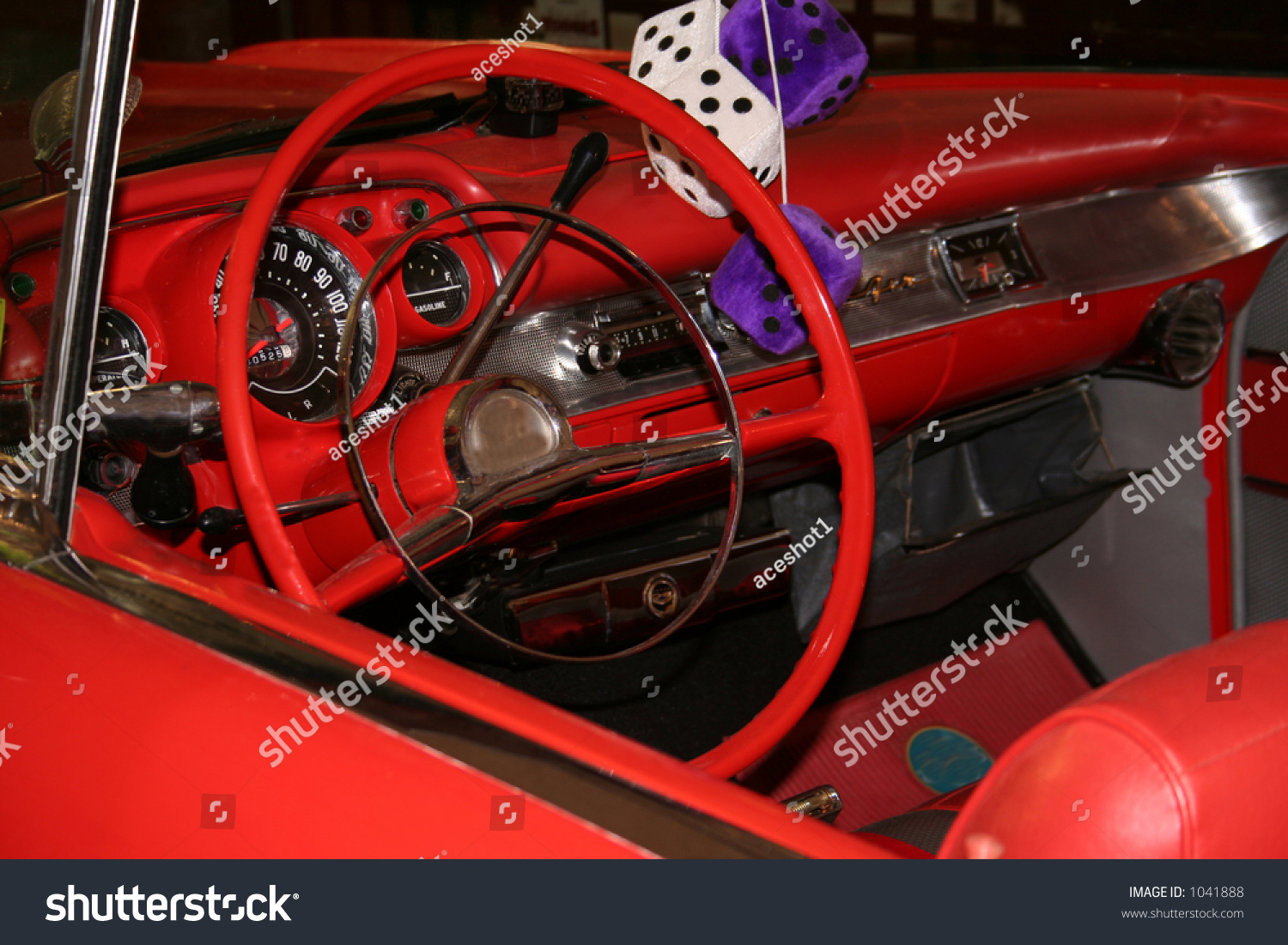 Vintage Car With Fuzzy Dice Stock Photo 1041888 : Shutterstock