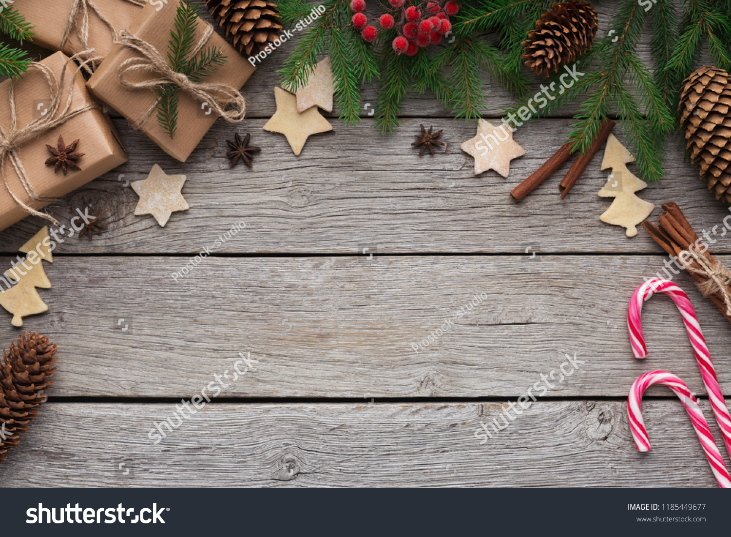 Download Vintage Christmas Backdrop Craft Packs Fir Stock Photo Edit Now 1185449677 PSD Mockup Templates