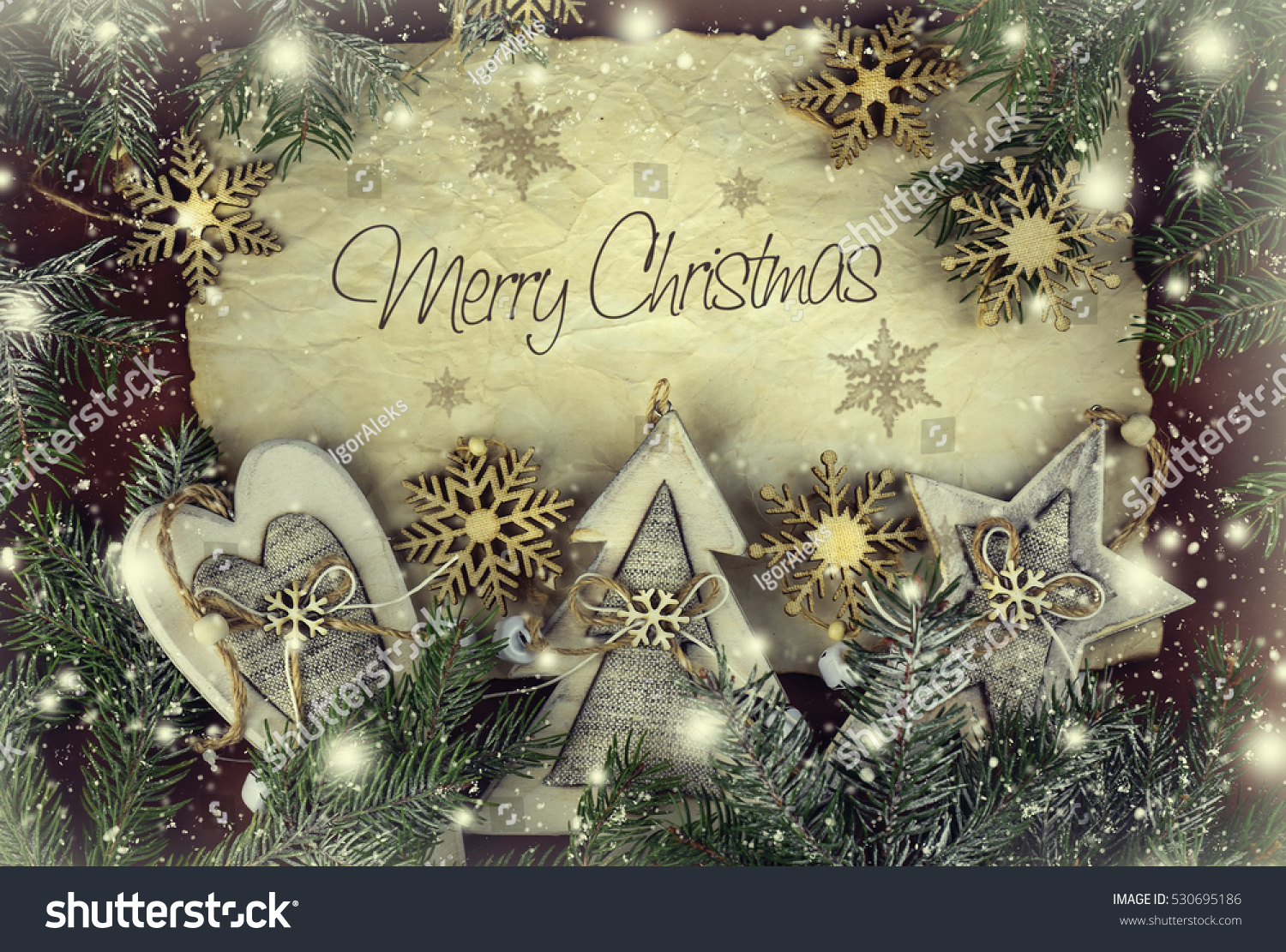 Vintage Christmas Card, Frame With Place For Your Text. Stock Photo