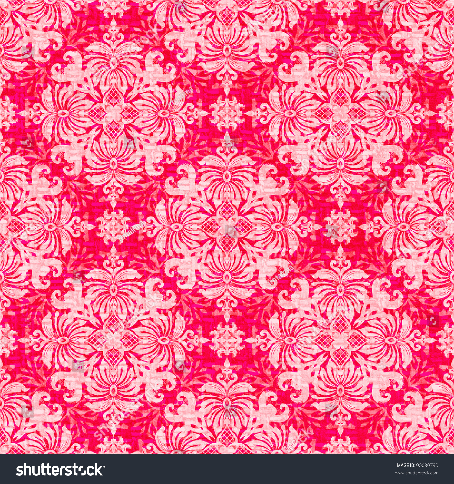 Vintage Classic Ornamental Seamless Wallpaper In Red And Pink Stock ...