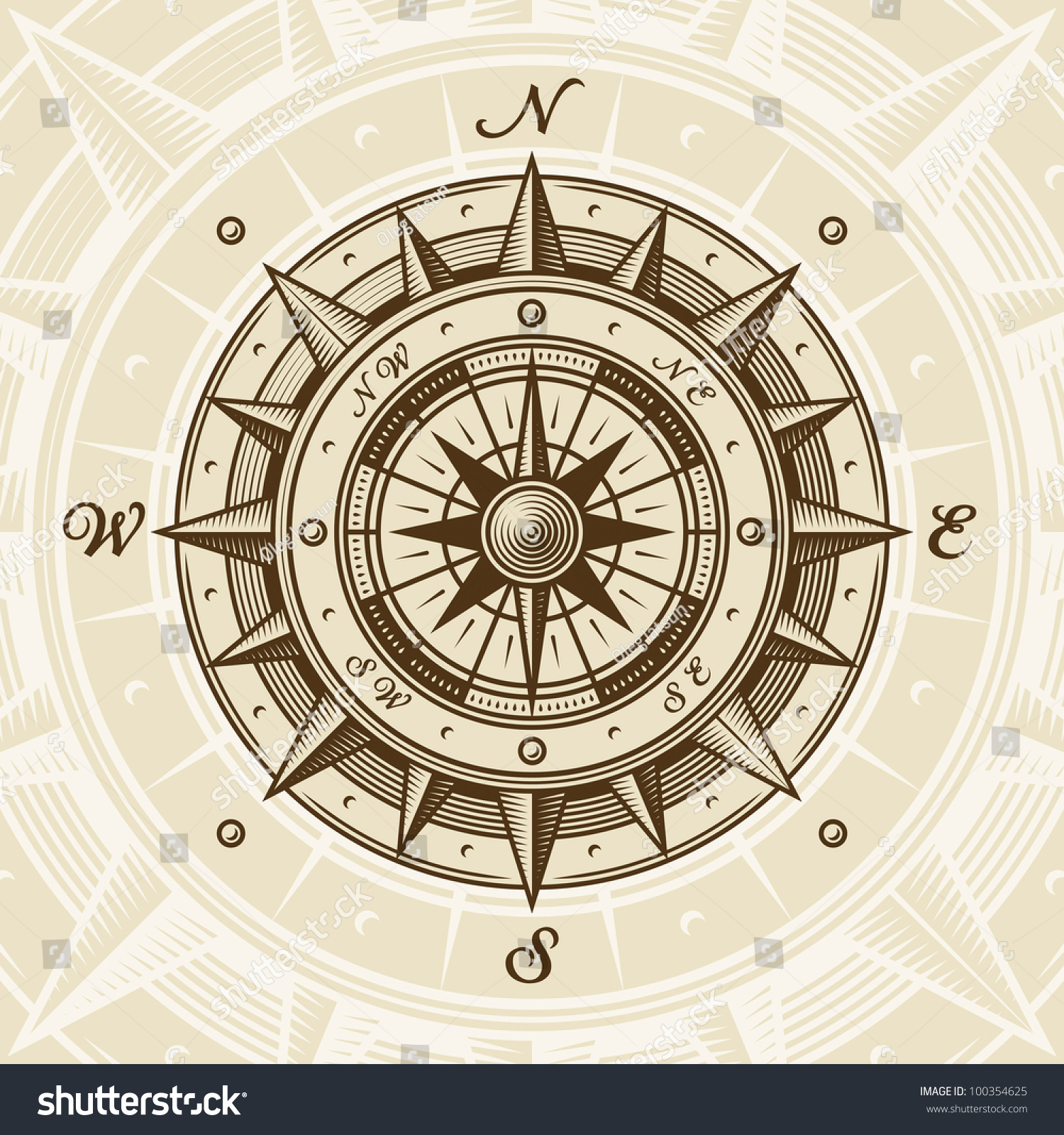 Vintage Compass Stock Illustration 100354625 - Shutterstock