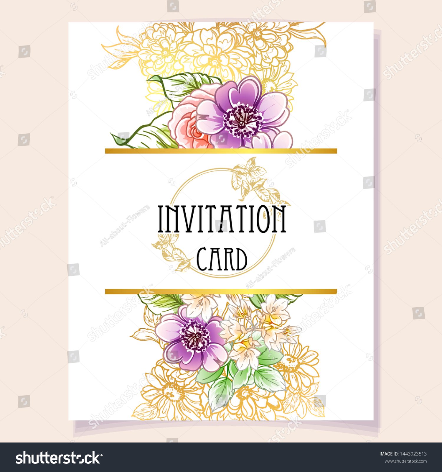 Vintage Delicate Greeting Invitation Card Template Stock Illustration ...