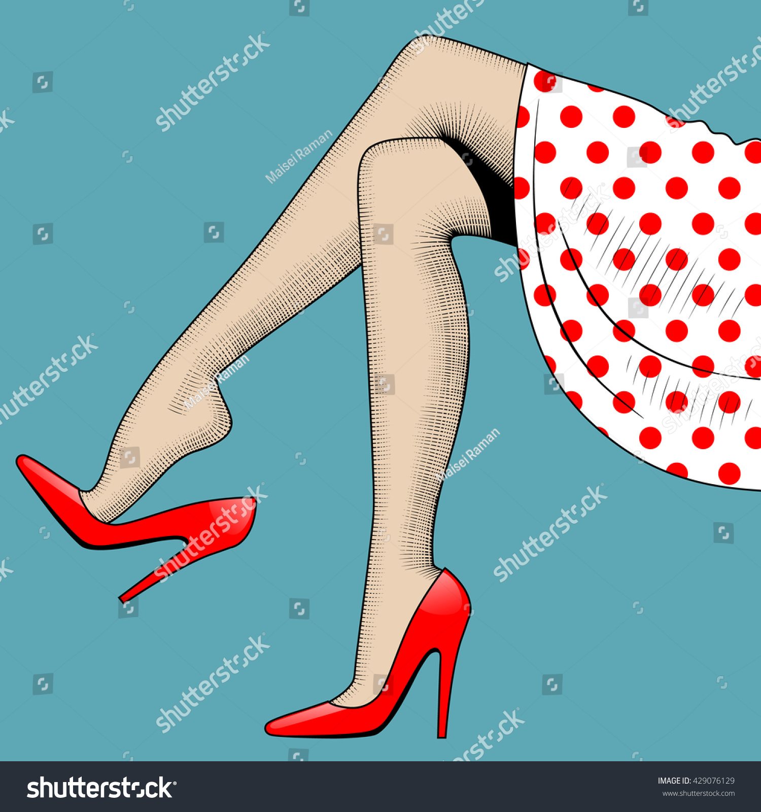 Vintage Drawing Beautiful Woman Legs Red Stock Illustration 429076129 Shutterstock