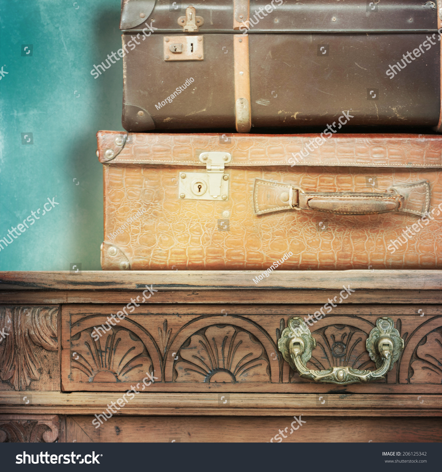 Vintage Dresser Suitcase Stock Photo Edit Now 206125342