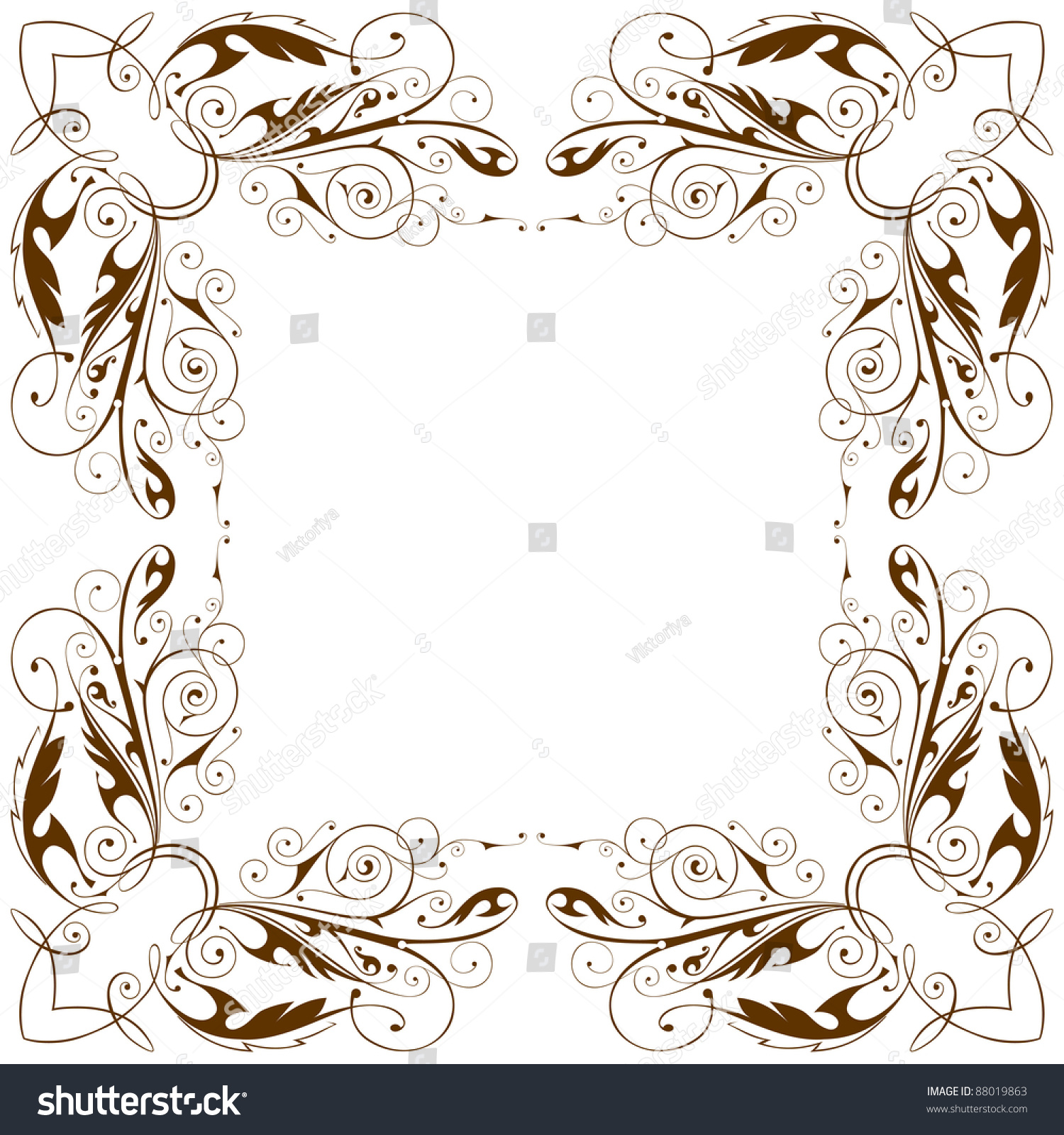 Vintage Floral Frame Bitmap Copy My Stock Illustration 88019863 