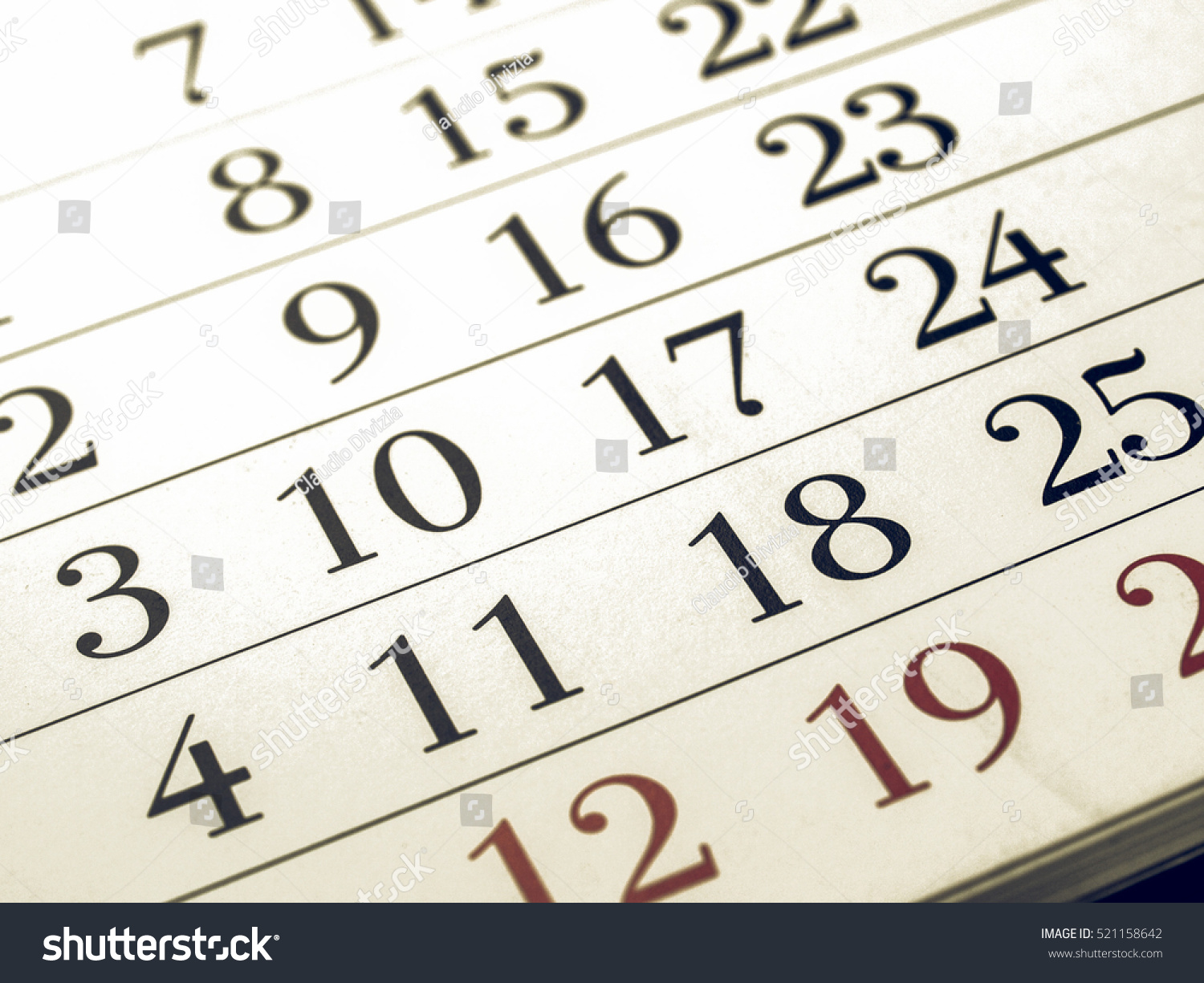 Vintage Looking Detail Calendar Page Stock Photo 521158642 | Shutterstock