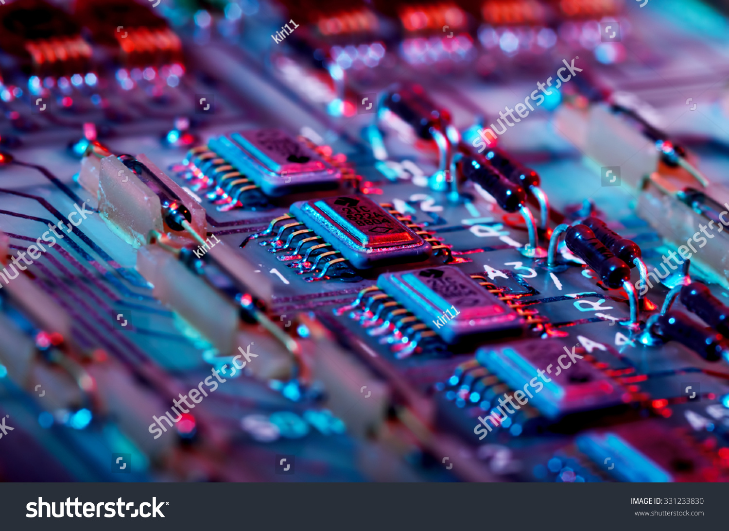 Vintage Pcb Dark Blue Red Light Stock Photo (Edit Now) 331233830