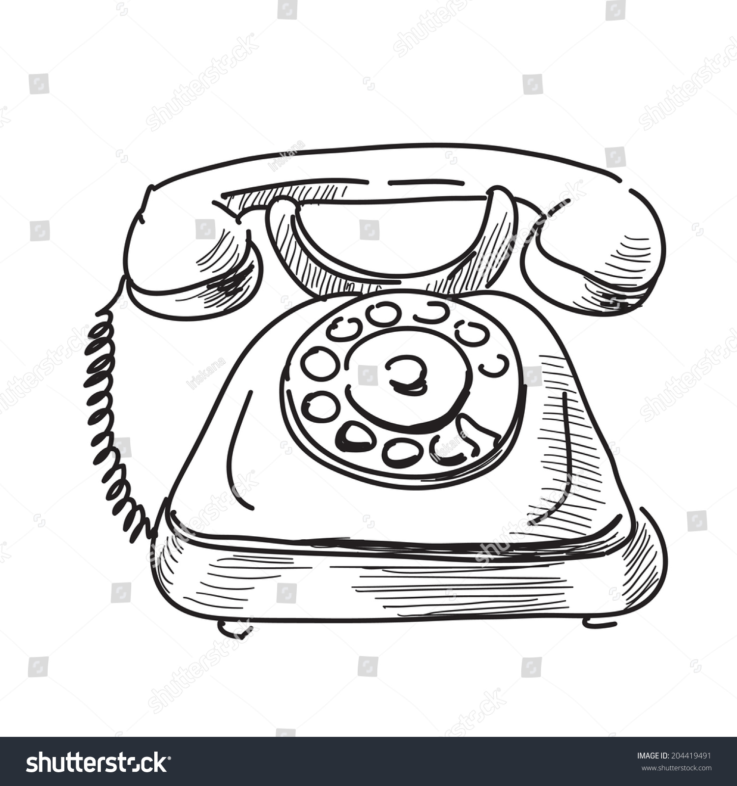 Vintage Phone Sketch Cartoon Hand Drawn Stock Illustration 204419491 ...