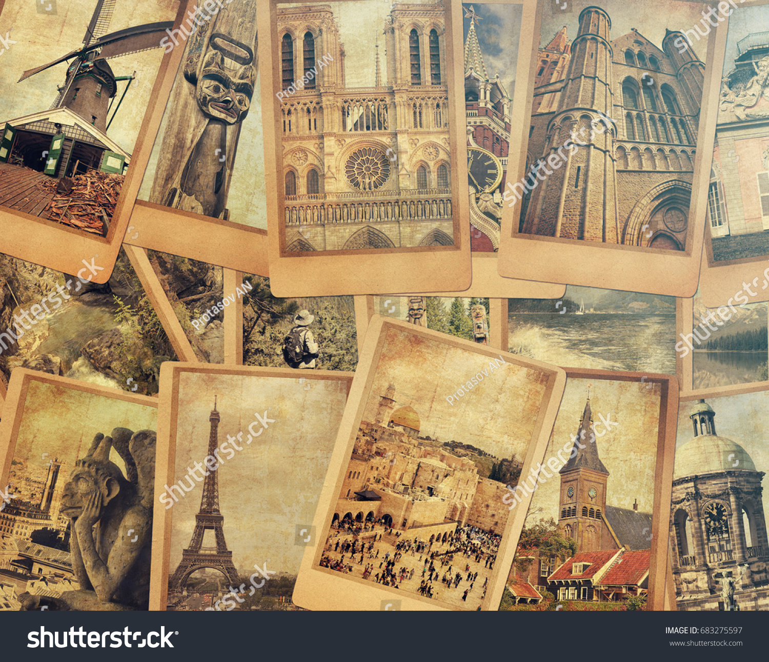 Vintage Cards Collage Old Stock Royalty Free
