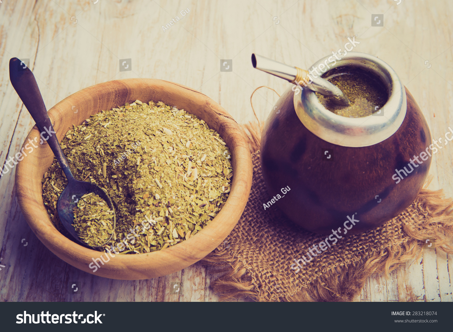 Vintage Photo Of Traditional Yerba Mate Tea Popular In Latin America ...