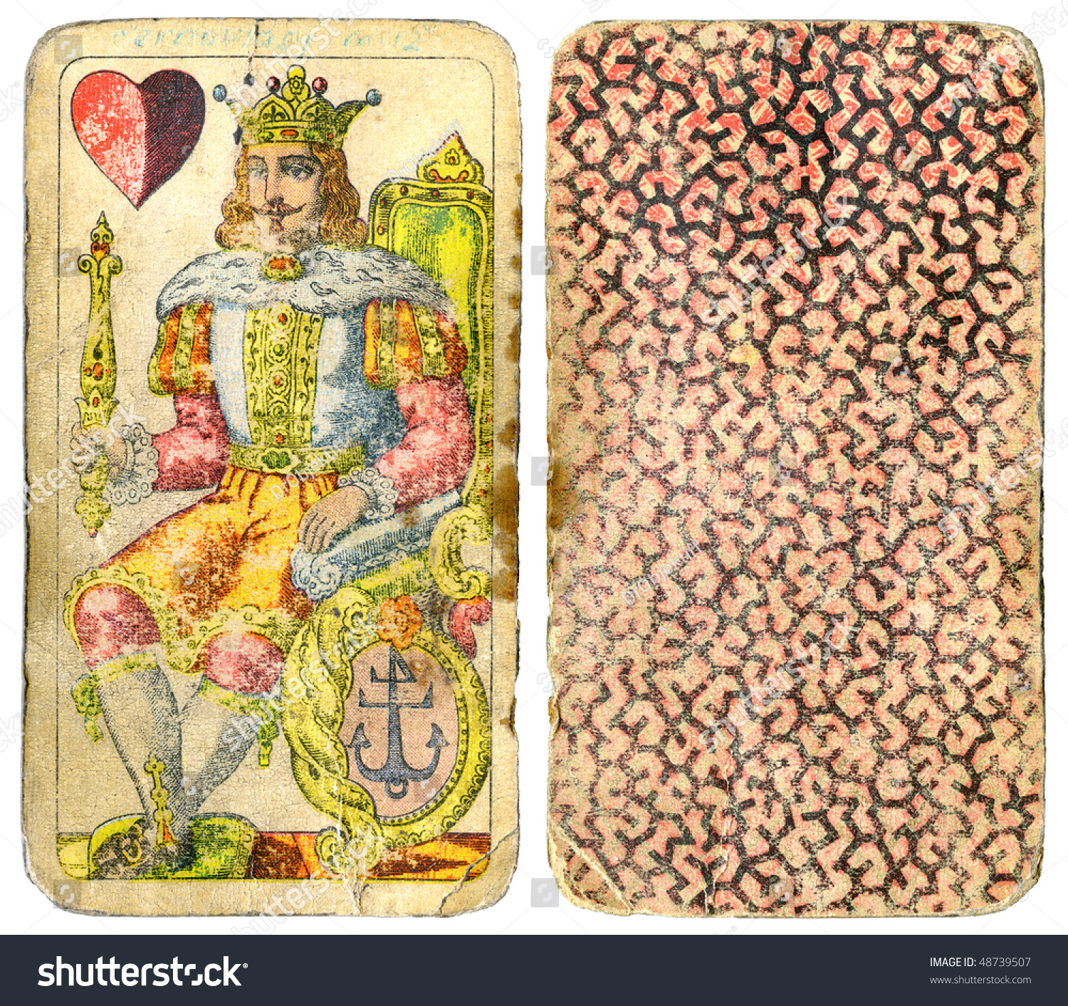 Vintage Playing Cards King Heart Isolated Stock Photo 48739507 ...