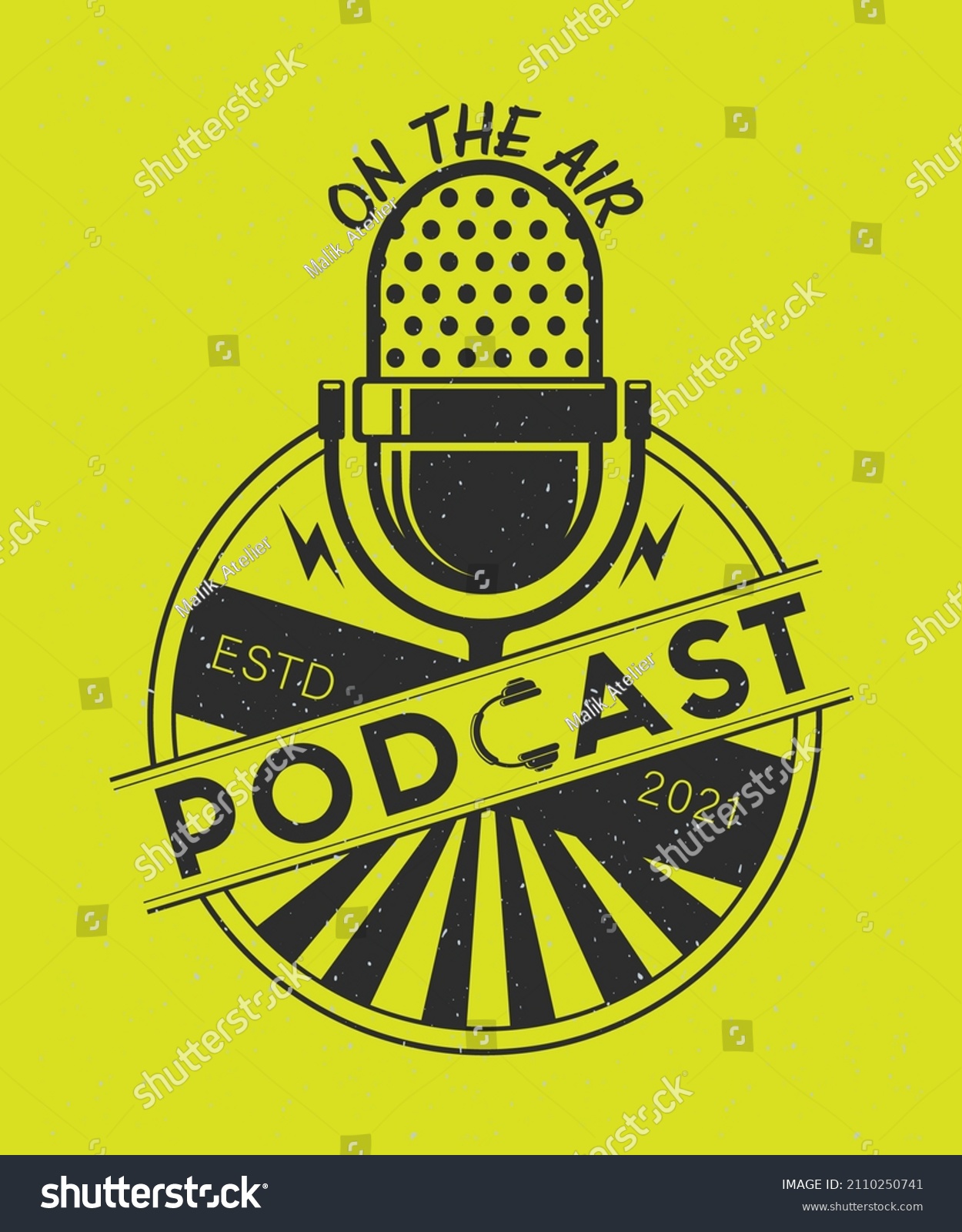 Vintage Podcast Logo Design Design Include Stock Illustration 2110250741