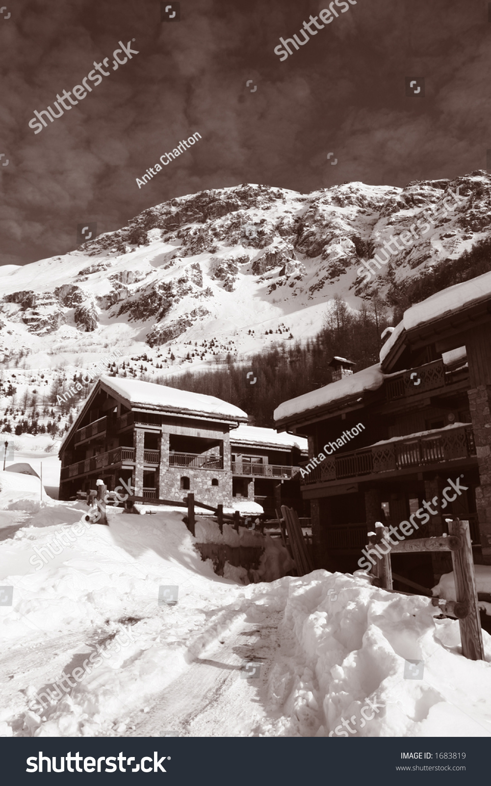 Vintage Ski Chalets Stock Photo (Edit Now) 1683819 - Shutterstock