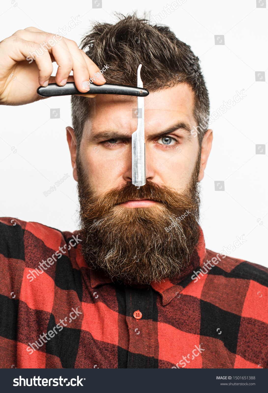 Vintage Straight Razor Mens Haircut Man Royalty Free Stock Image