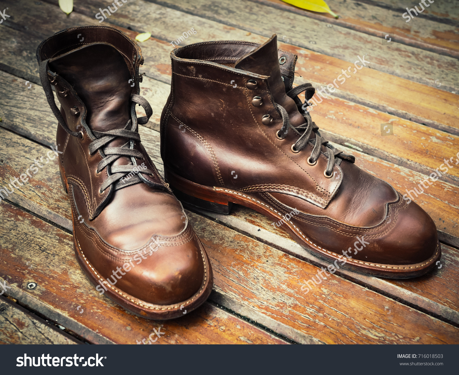 old leather shoes