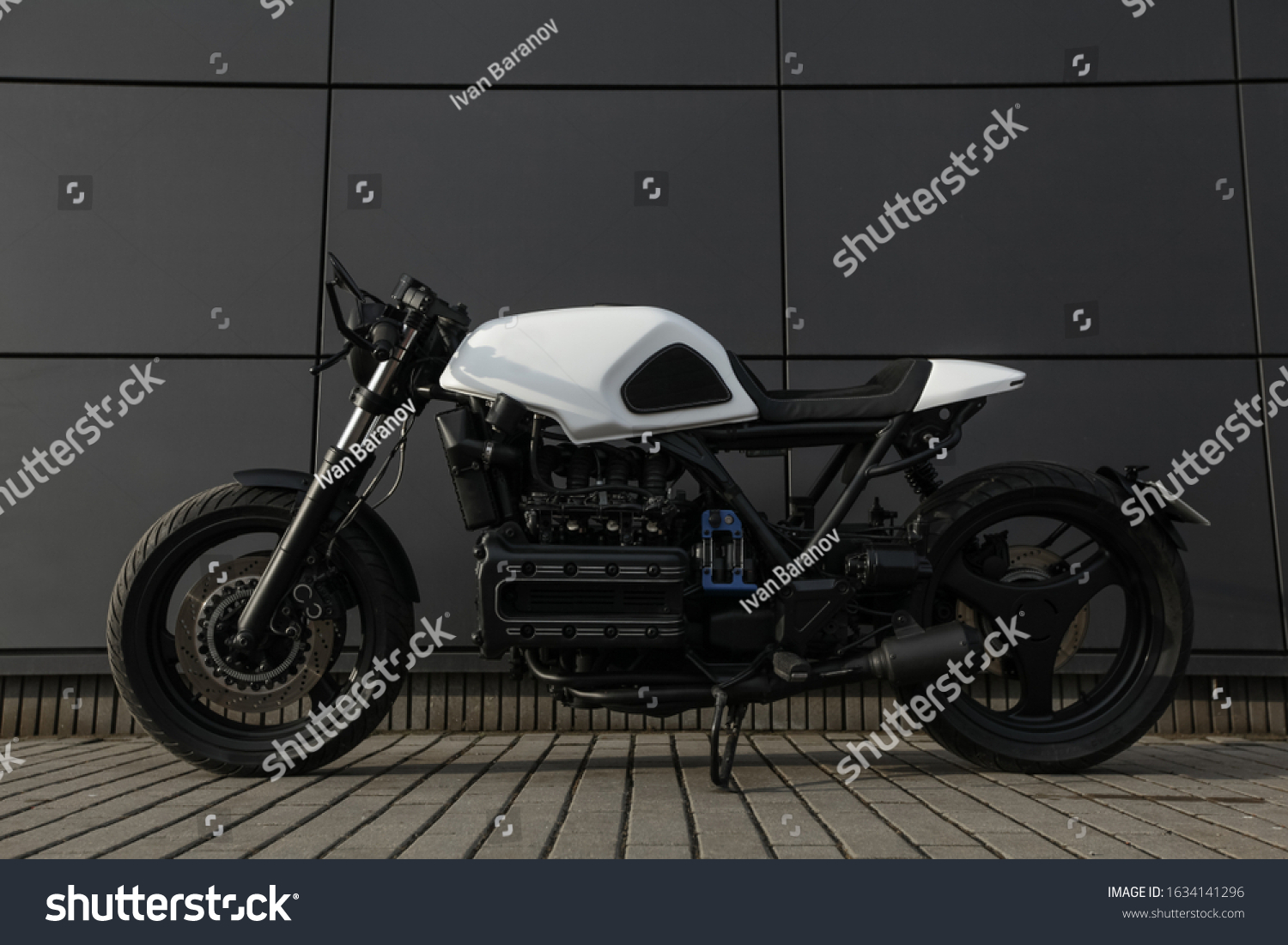 black and white cafe racer