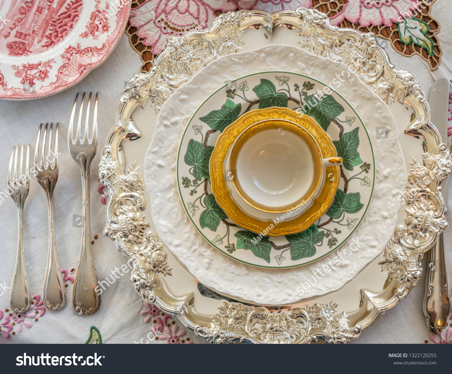 Vintage Table Setting Stock Photo Edit Now 1322120255