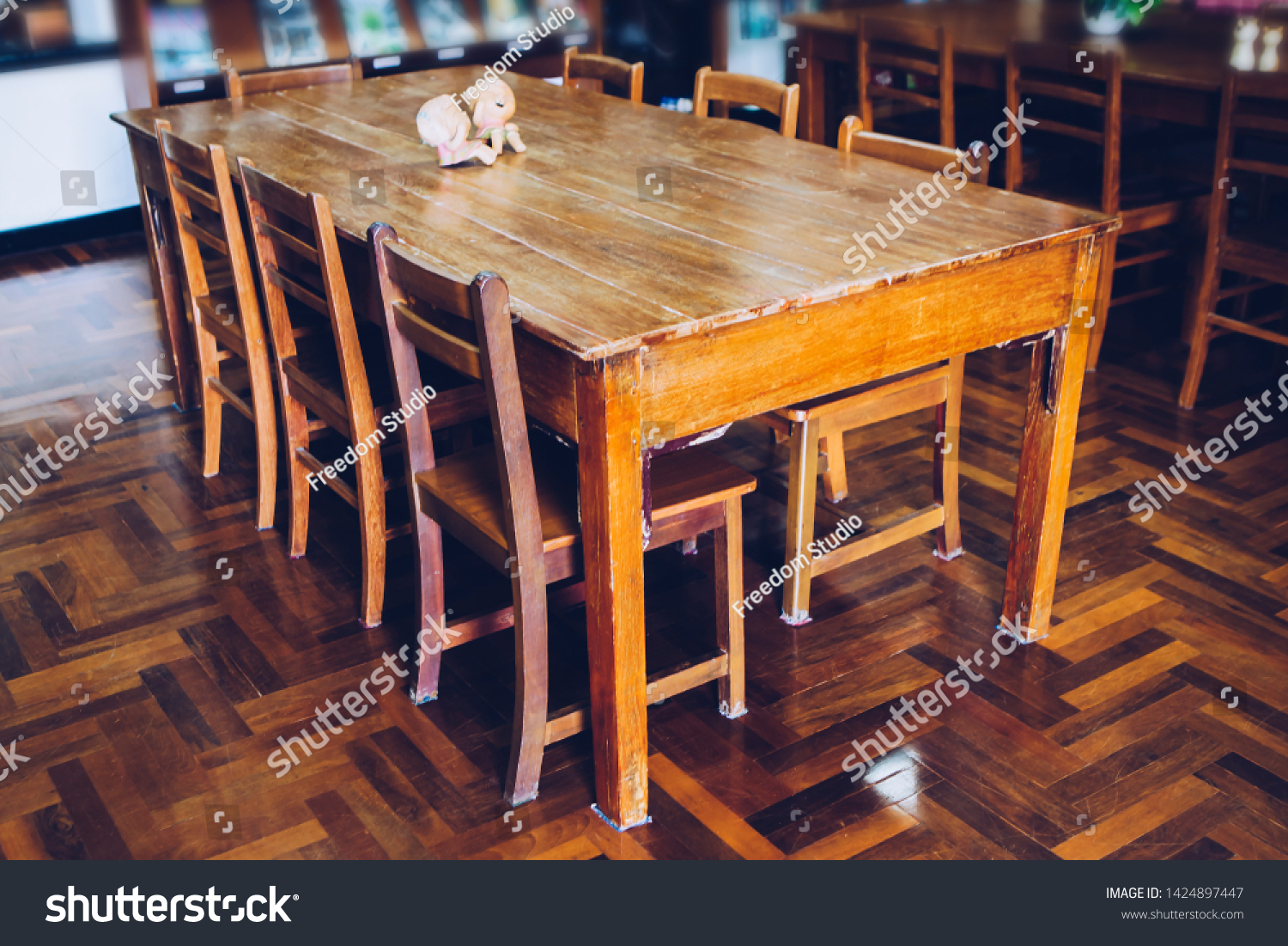 Vintage Teak Wooden Table Chairs On Stock Photo Edit Now 1424897447