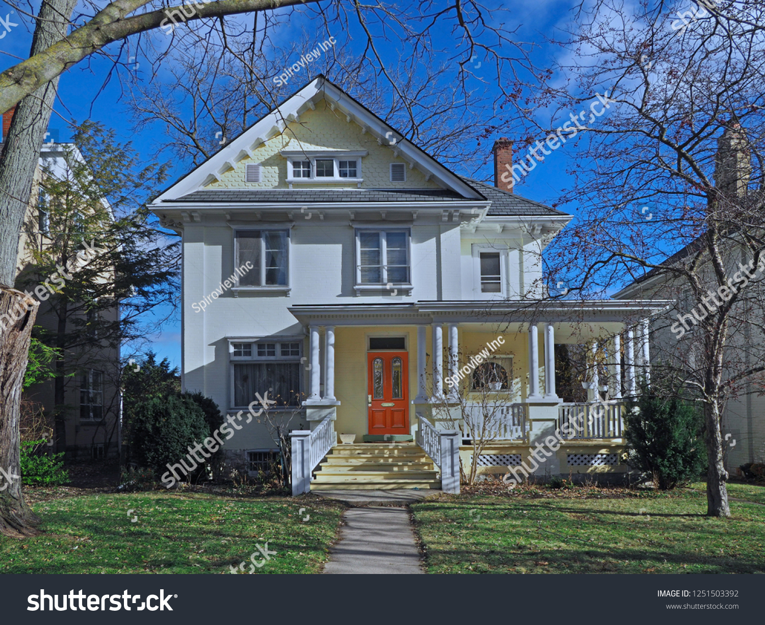 Vintage White Painted Brick House Gable Stock Photo Edit Now