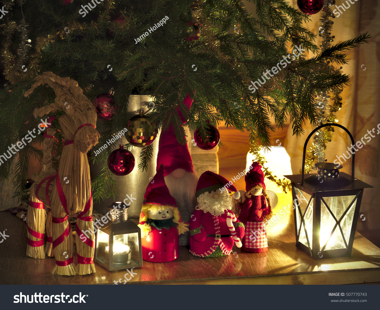 Vintage Xmas Decoration Elves Under Christmas Stock Photo Edit Now 507770743