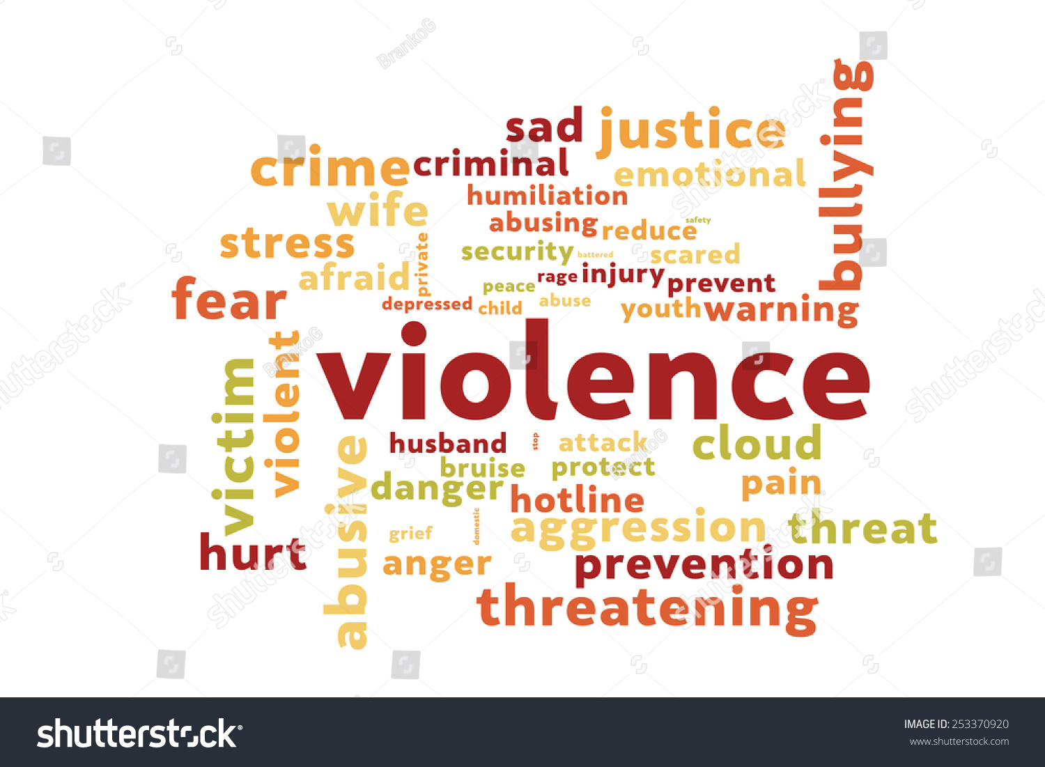 Violence Word Cloud Stock Illustration 253370920