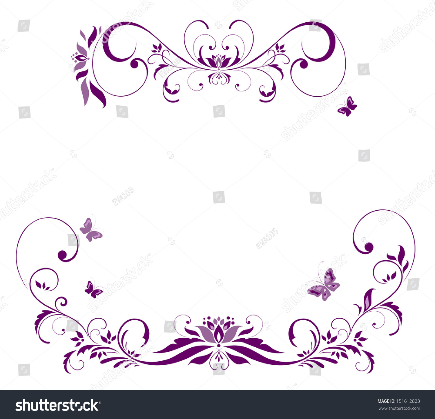 Violet Floral Border. Raster Copy Stock Photo 151612823 : Shutterstock