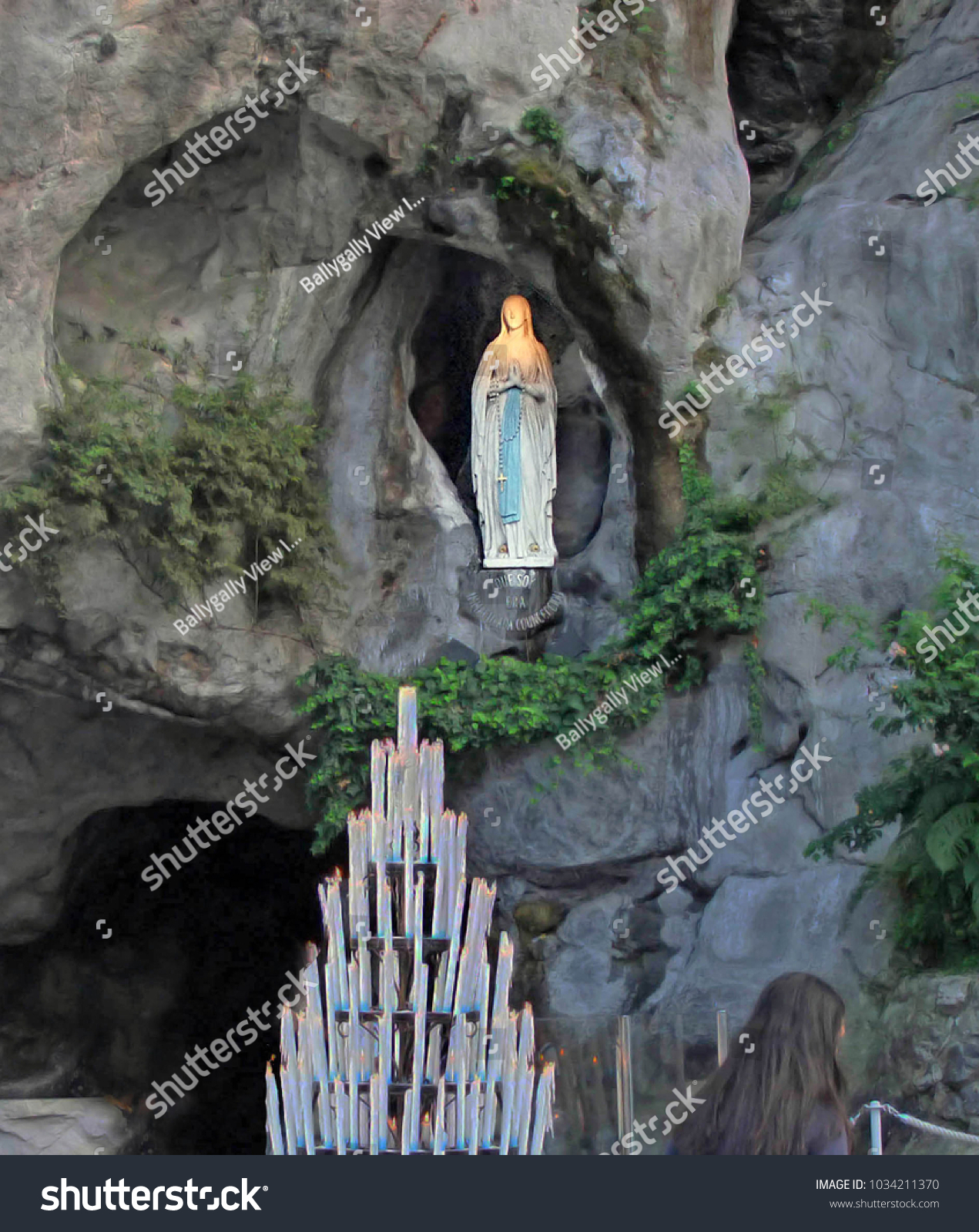 Virgin Mary Lourdes France Basilica De Stock Photo (Edit Now) 1034211370