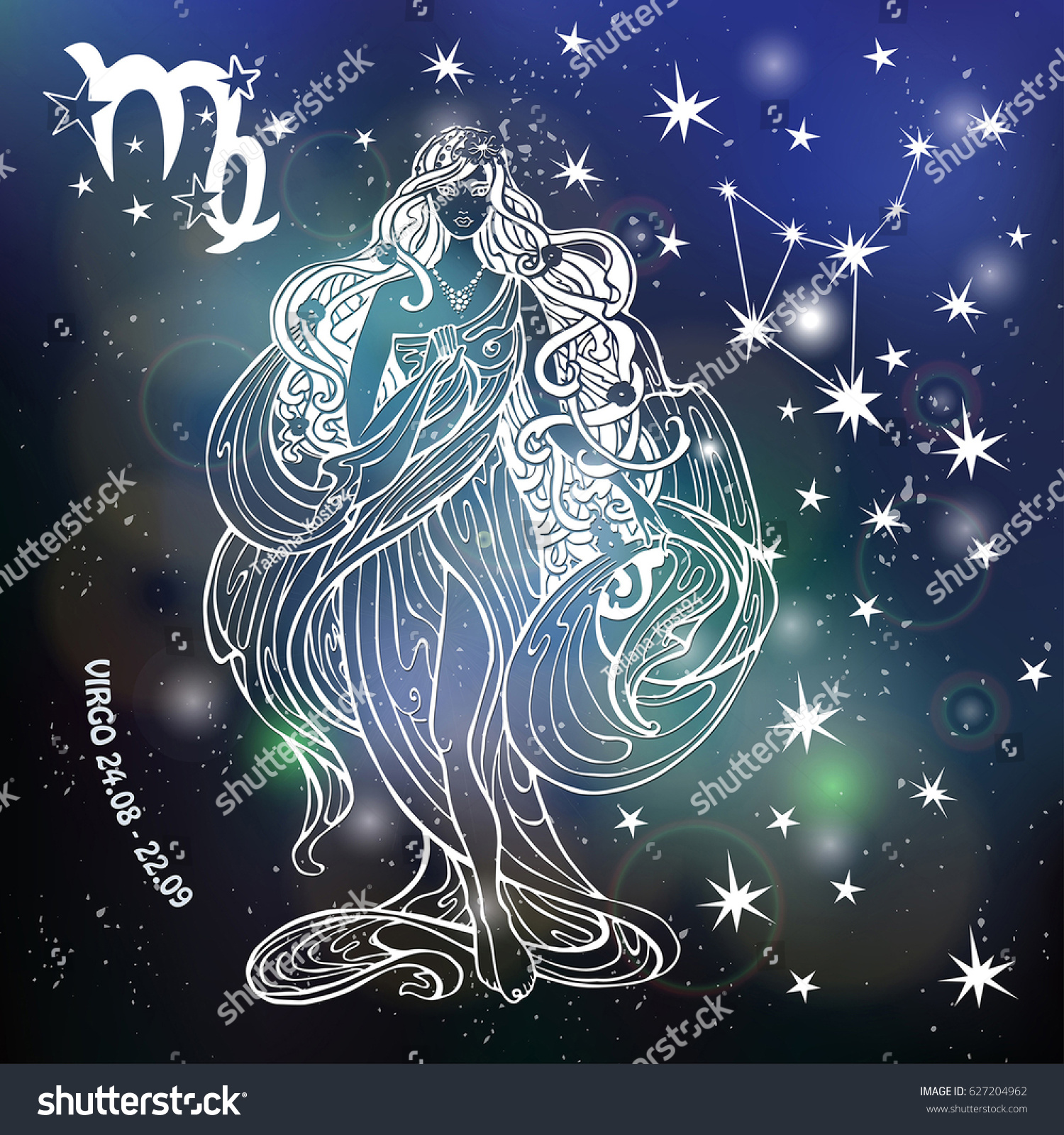 Virgo Zodiac Signhoroscope Constellationstarsabstract Space Dark Stock ...