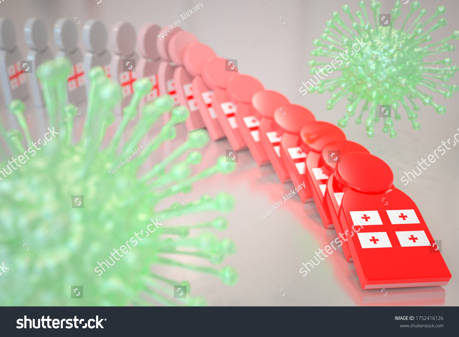 Viruses Falling Dominoes Flag Coronavirus Stock Illustration