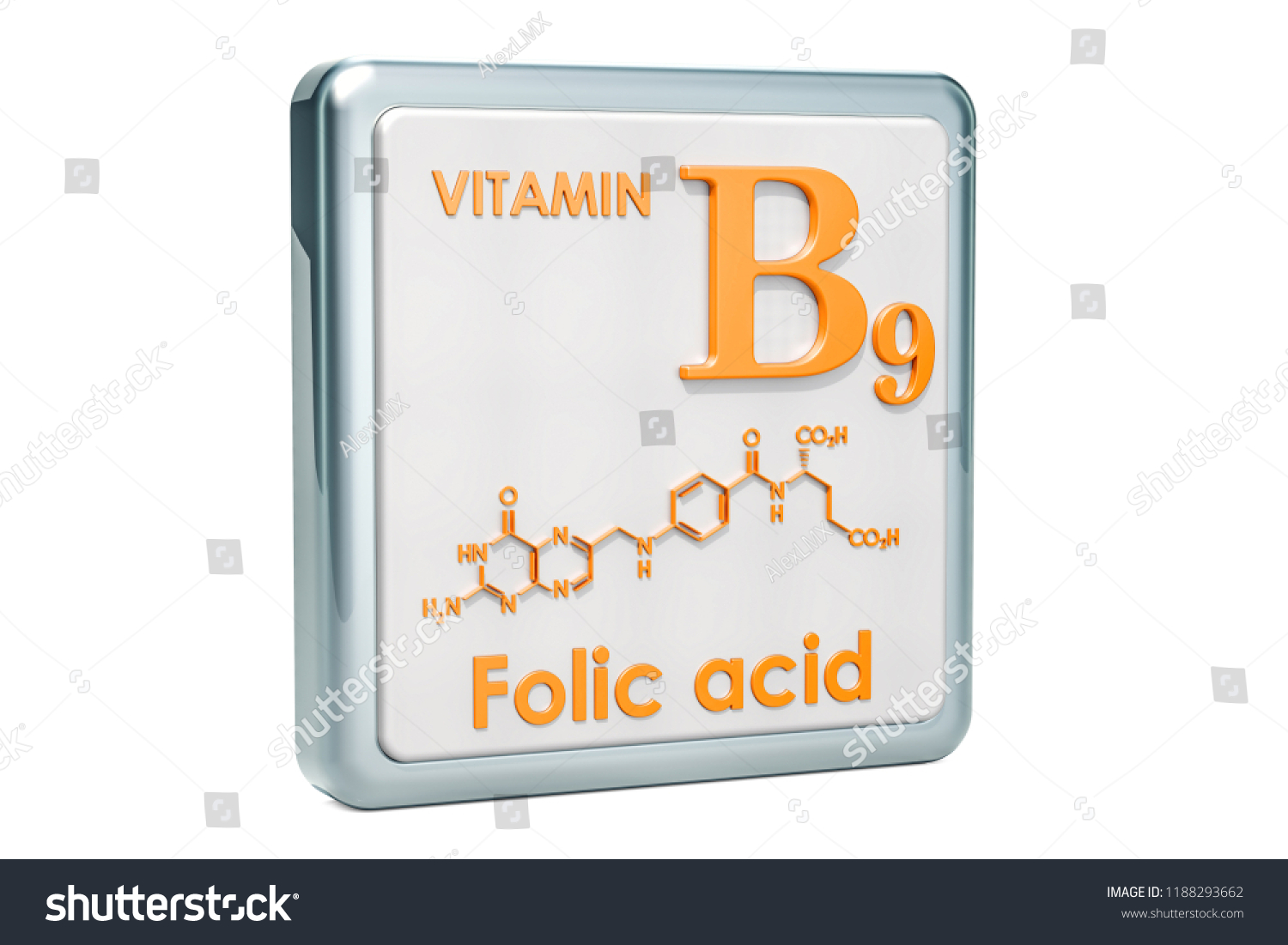 Vitamin B9 Folic Acid Icon Chemical Stock Illustration 1188293662