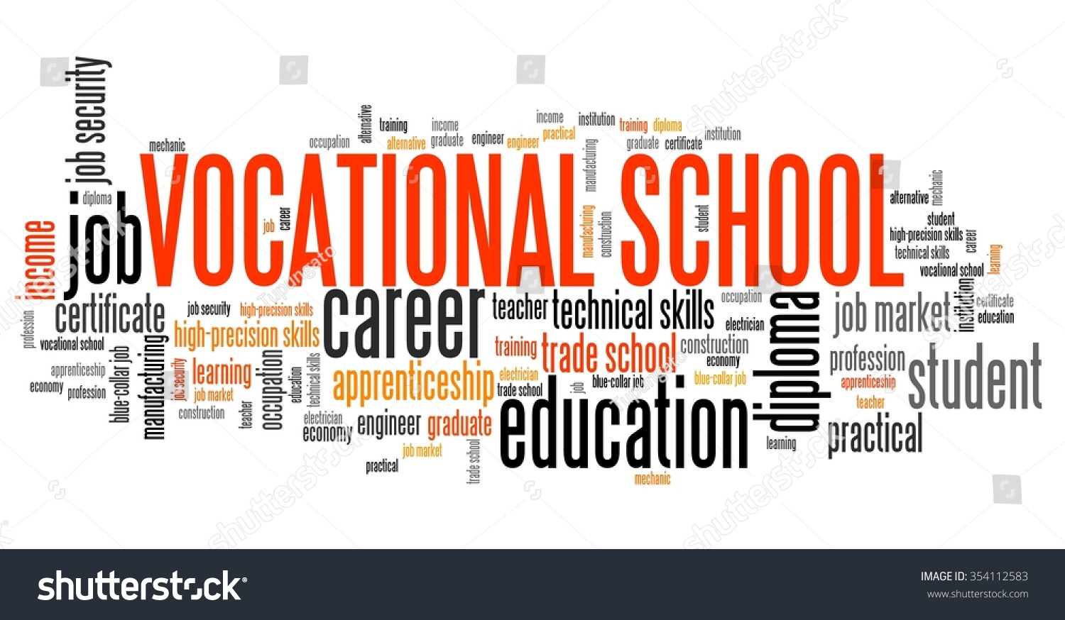 Vocational School Word Collage Technical Occupation Stock ...